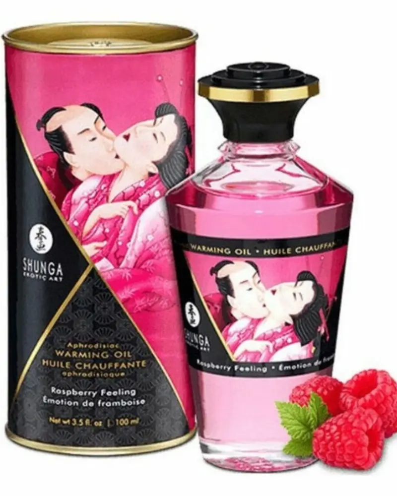 Huile de Massage Érotique Shunga Framboise 100 ml – Sensualité Fruitée