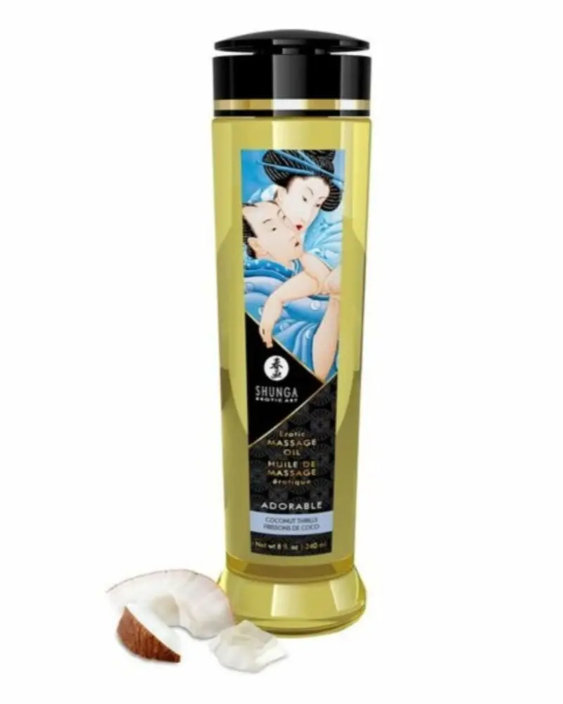 Huile de massage érotique Coconut Thrills Shunga Adorable (240 ml)